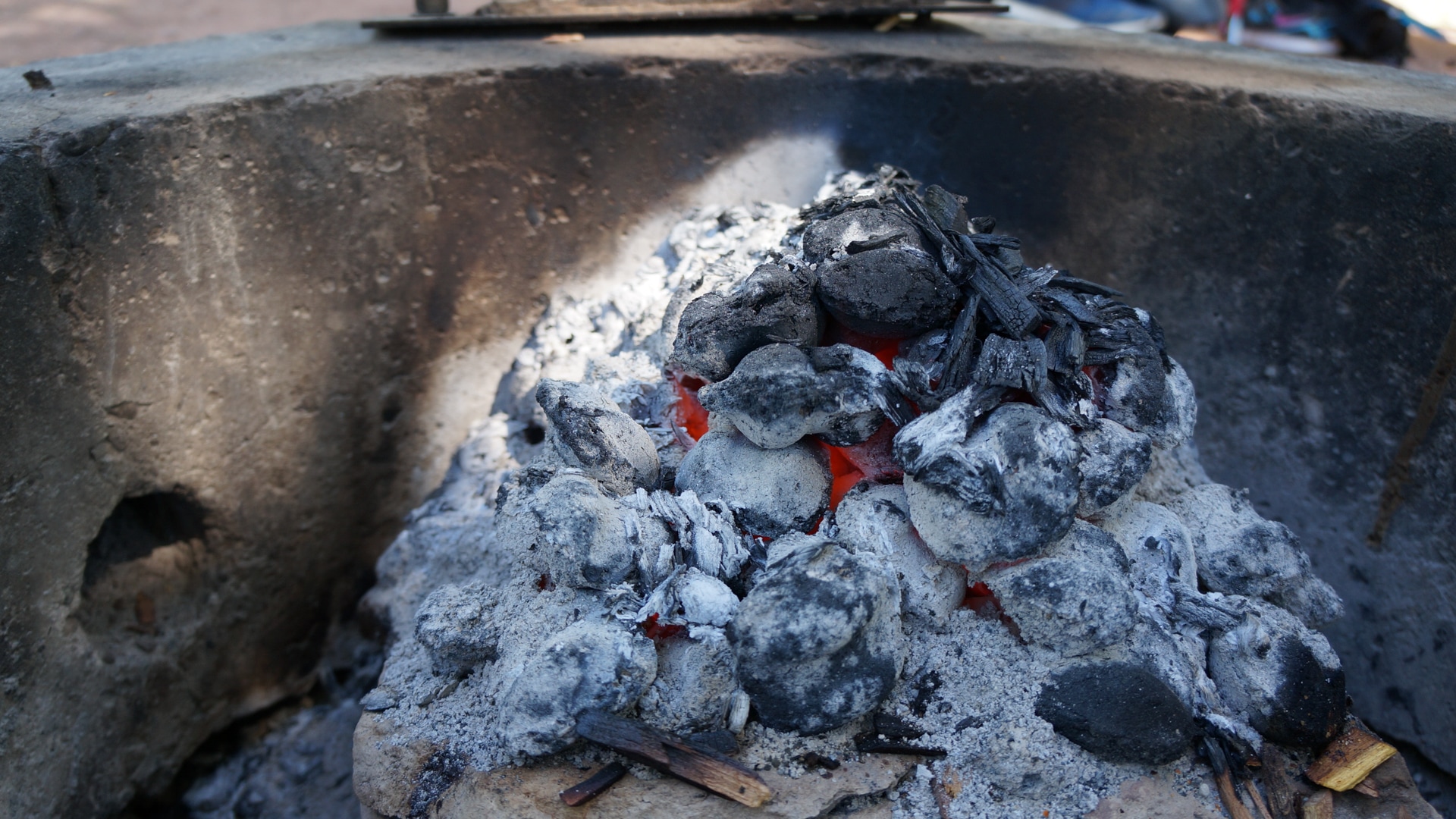 Roasted over coals mixed with Hickory wood chips for a nice smoky flavor.